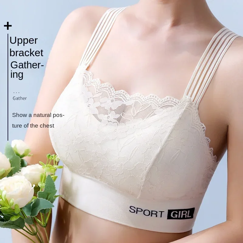 Sexy Lace Seamless Large Size Women\'s Bra Comfortable Breathable Sports Beauty Back Vest Sleep Gathered Wrapped Chest Tube Top