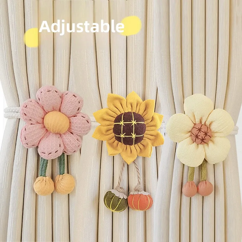 Creative Flower Curtain Tiebacks Adjustable Pair Sheer Window Ties for Bedroom Decor
