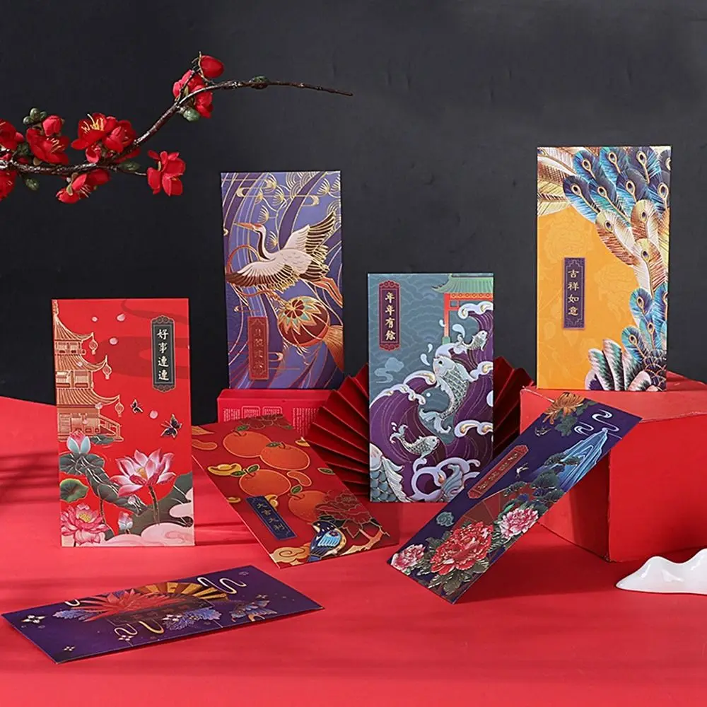 

Classic Tradition Spring Festival Decoration Blessing Hot-Stamping Crane Bless Pocket Red Envelope Red Pocket Chinese New Year