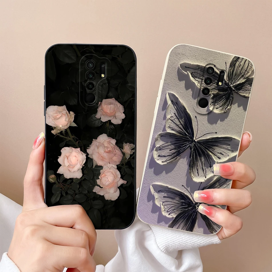 สําหรับ Redmi 9 9A 9C 9T น่ารักออกแบบซิลิโคนเหลวนุ่มสําหรับ Xiaomi Redmi9 ป้องกันกันกระแทกปกหลัง