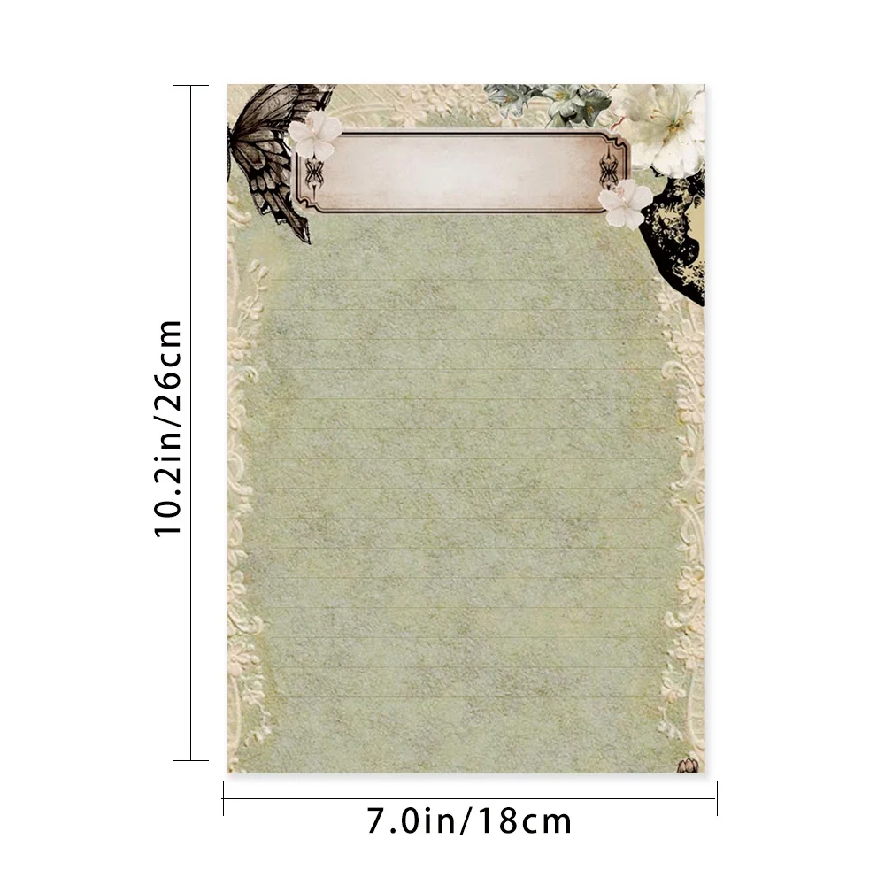 30 Sheets, B5 Premium Vintage Floral-themed Writing Paper, Lined, Glue-free, Very Suitable For Notebooks, Memos, And Stickers