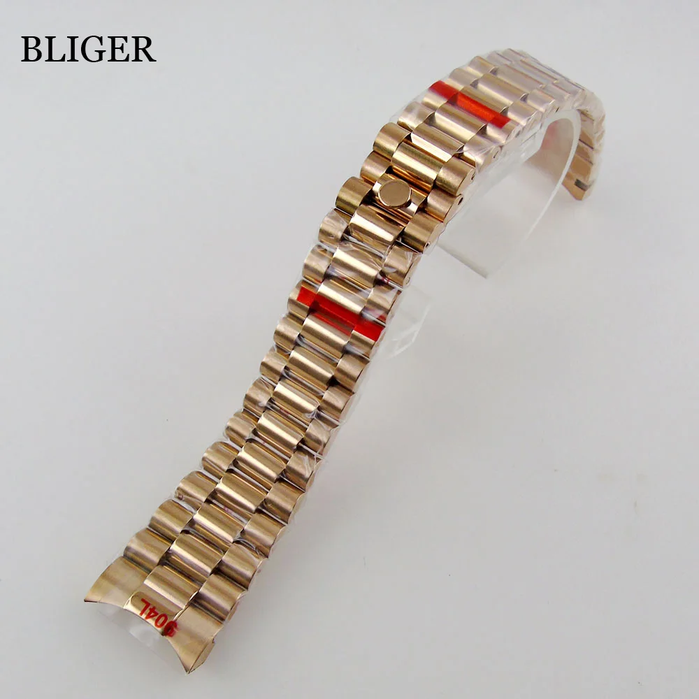 20mm Width Stainless Steel Watch Strap Bracelet Two Tone Rose Gold Silver Black Foliding Clasp