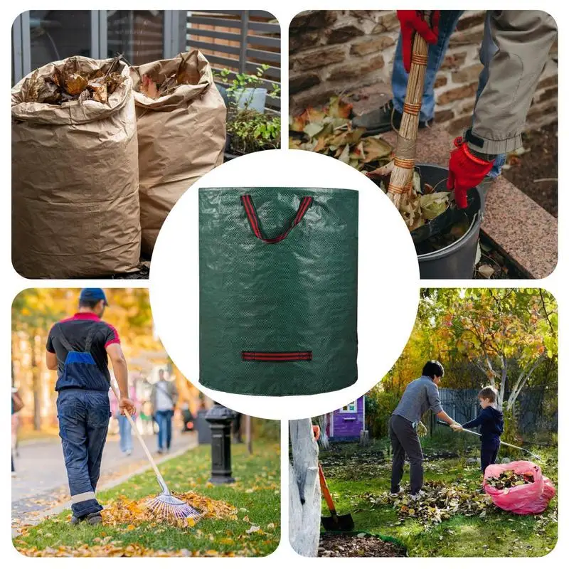 Imagem -04 - Bolsas Reutilizáveis para Resíduos de Jardim Bolsas Reutilizáveis para Detritos de Quintal Folhas Resistentes Lata de Lixo com Alças para Folhas Resíduos de Jardim