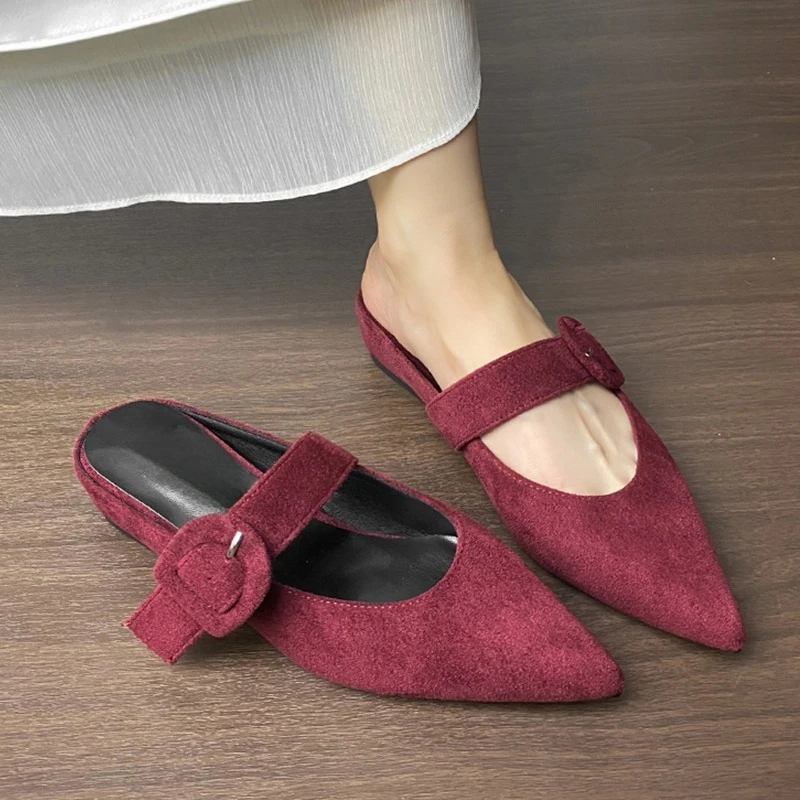 

Pointed Toe Women Slippers Flats Slingback Mules Shoes Autumn Fashion Dress Casual Shoes Woman Flip Flops 2025 New Mujer Zapatos