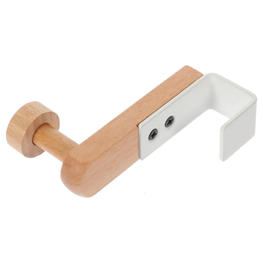 Over Door Hook Iron and Wood Construction Heavy Duty Door Back Hanger for Clothes Towels Hats Entryway Living Room Space Saving