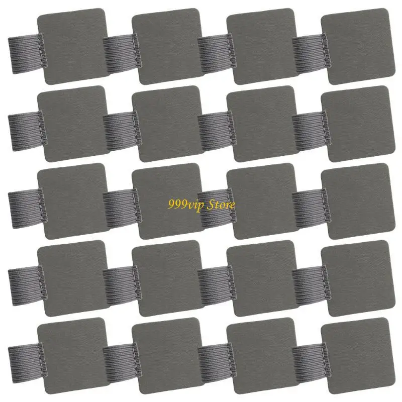 C90C 20Pcs PU Leather Pencil Holders for Notebook Tablet Calendar Journal Hook Pen Holders Adhesive Elastic Pencil Hook