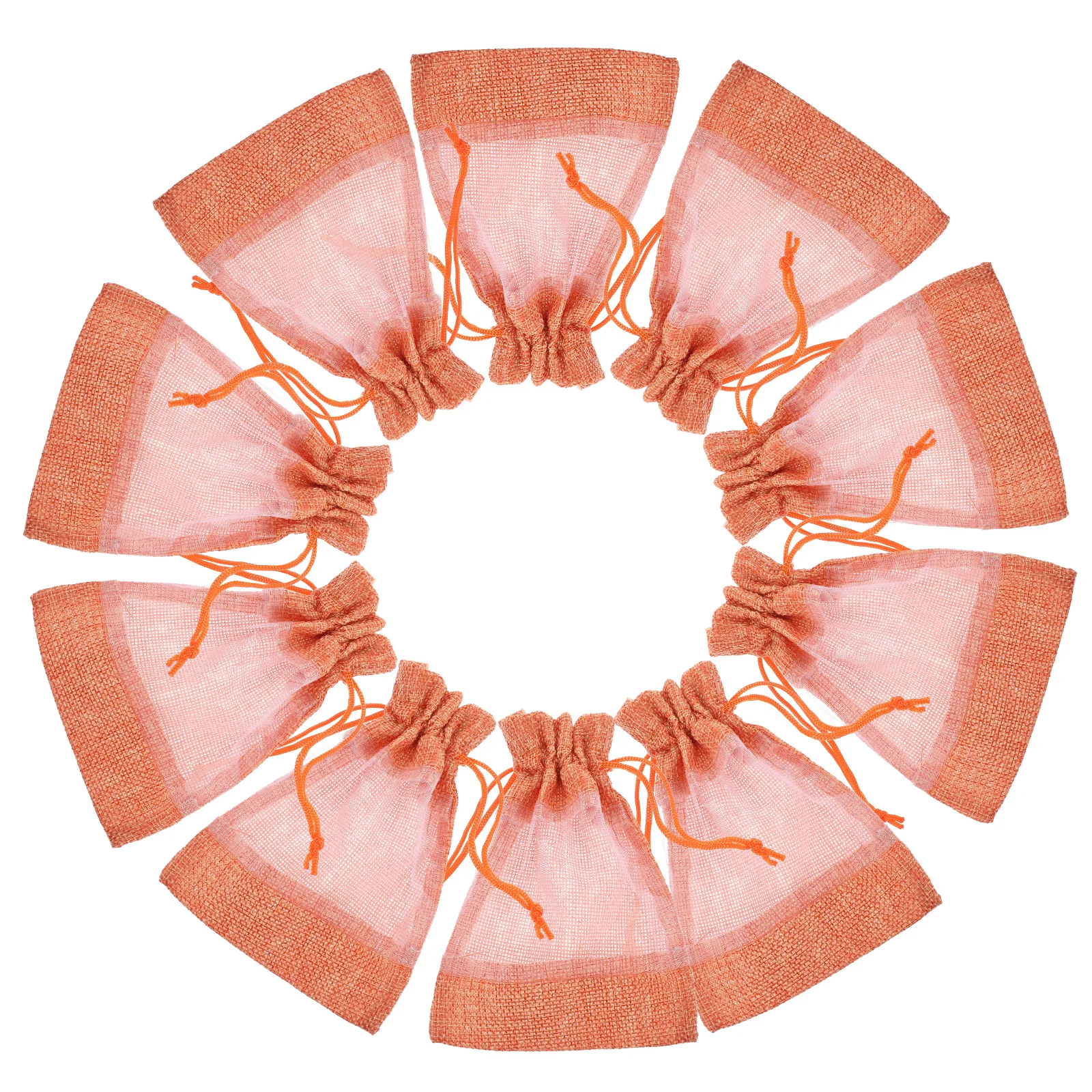 

10pcs Mesh Sachet Bags Empty Lavender Drawstring Favor 10x14cm Lightweight Storage Gift Packaging Orange Color