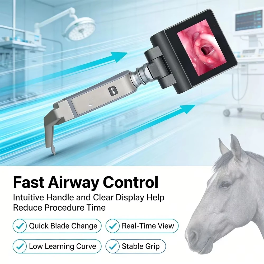Reusable pet laryngoscope 70 degree rigid endoscope 3 100mm depth 32GB storage Veterinary endoscope