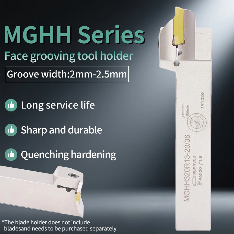 

MGHH220/225R/L 2-2.5mm CNC outer cylindrical end face grooving spring steel shock-resistant large cut deep arc groove tool hold