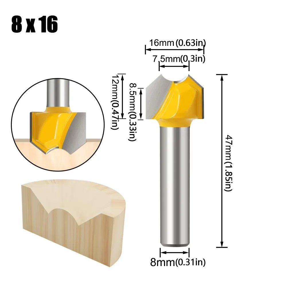 1PC 8MM Shank Milling Cutter Wood Carving  Double Arc Dragon Ball Bit Round Over Router Bits Wood Woodworking Engraving Cutter