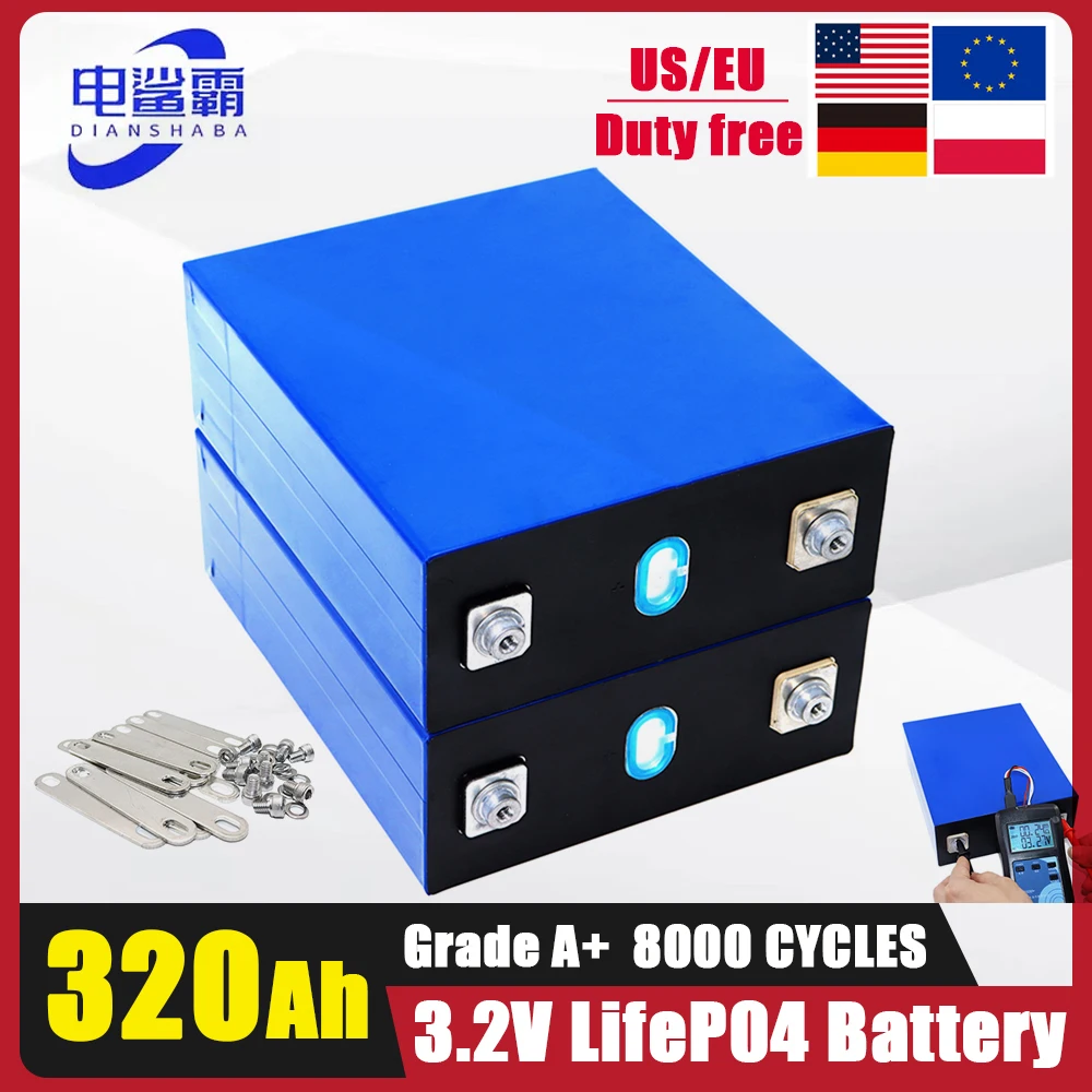 

Новый аккумулятор LiFePO4 8000 циклов класса A, 320 Ач, 3,2 В, литий-железо-фосфатный элемент, сделай сам, 12 В, 24 В, аккумуляторы для гольф-каров RV EV