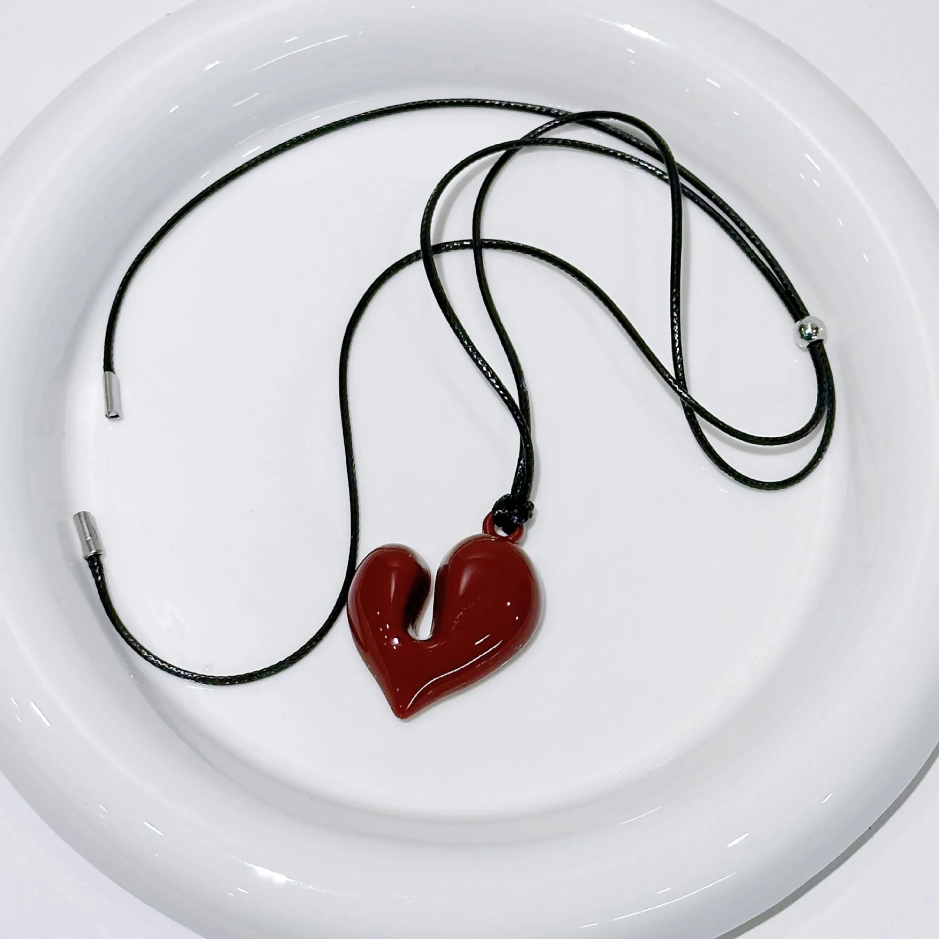 LATS New Heart Pendant Necklace For Women Men 85CM Adjustable Pull-out Sweater Chain Fashion Jewelry Accessory Gift_maomaolike.com