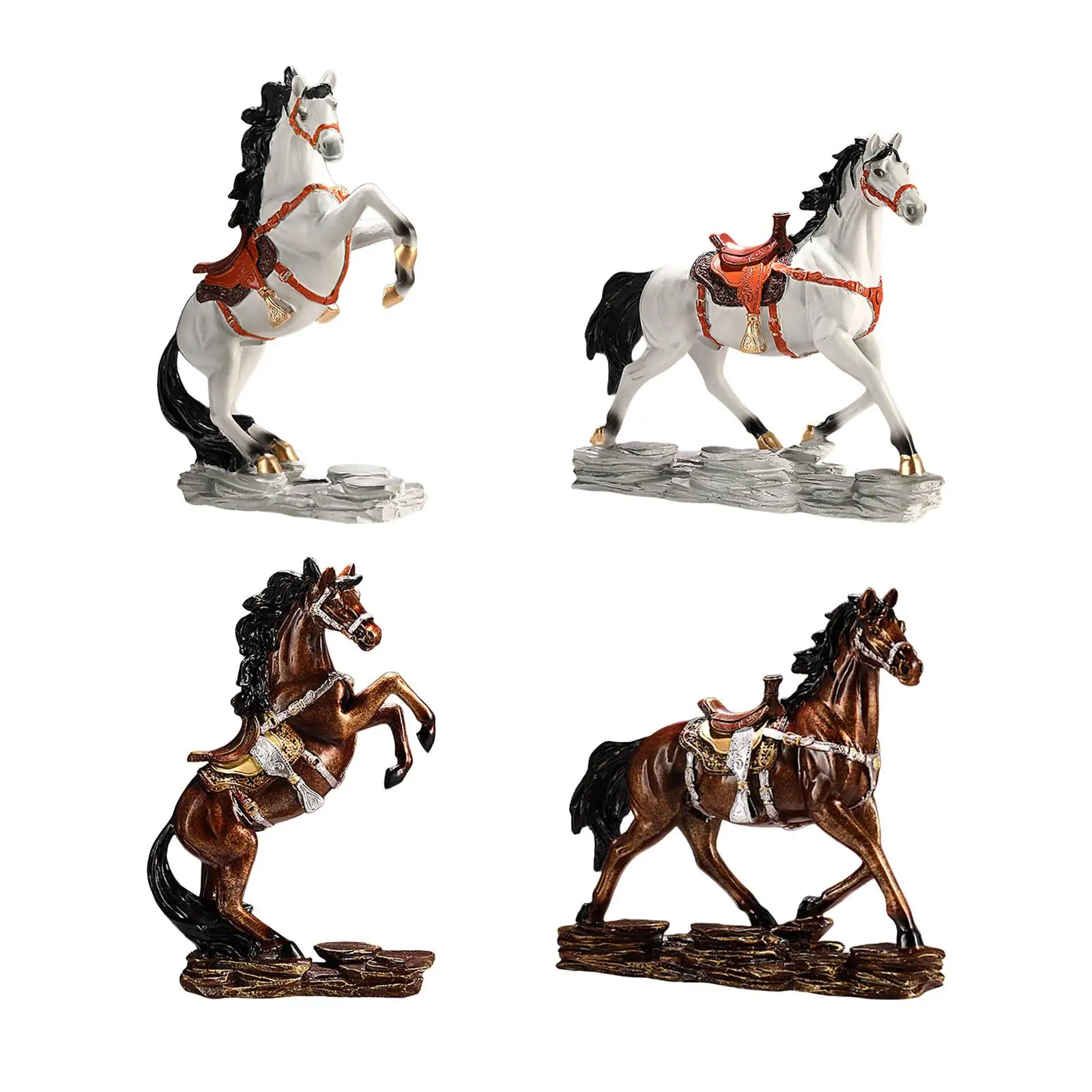 

Horse Art Figurine Tabletop Ornament Decorative Resin Sculpture Table Centerpiece Handmade Craft for Study Room Lightweight