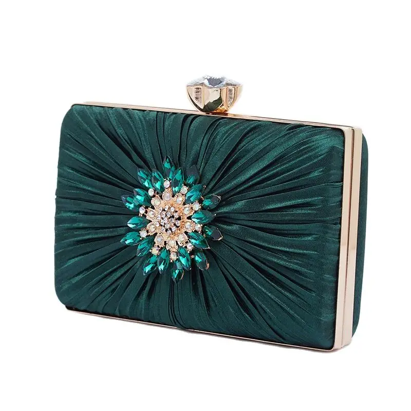 

Sunflower Diamond Banquet Bag Rhinestone Shining Green Dinner Bag Bride Handbag Shoulder Cross Body Bag Fashion Evening Bag