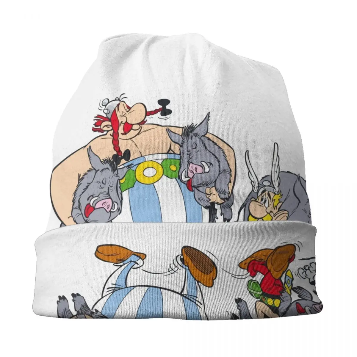 Customized Asterix And Obelix Skullies Beanies Caps Unisex Winter Knitting Hat Cool Adult Cartoon Bonnet Hats Outdoor Ski Cap