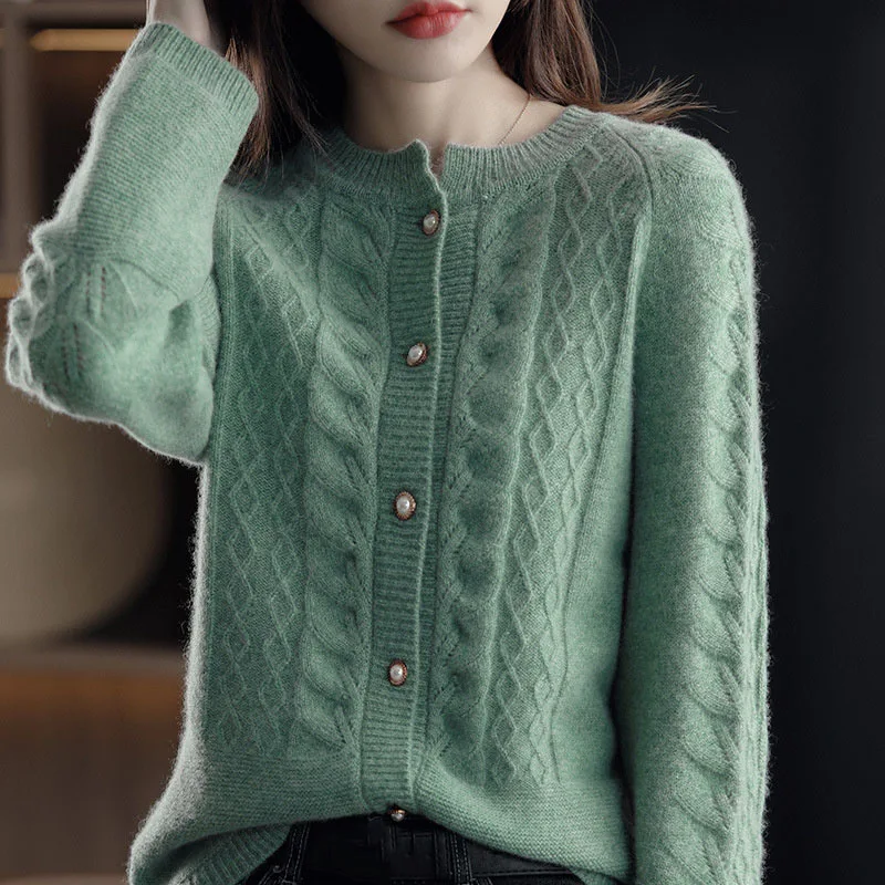 New Autumn Knitted Cardigan Women's Jacket Long Sleeve Korean Loose Round Neck Cardigan Sweater Jackets Women Casual Knit Top