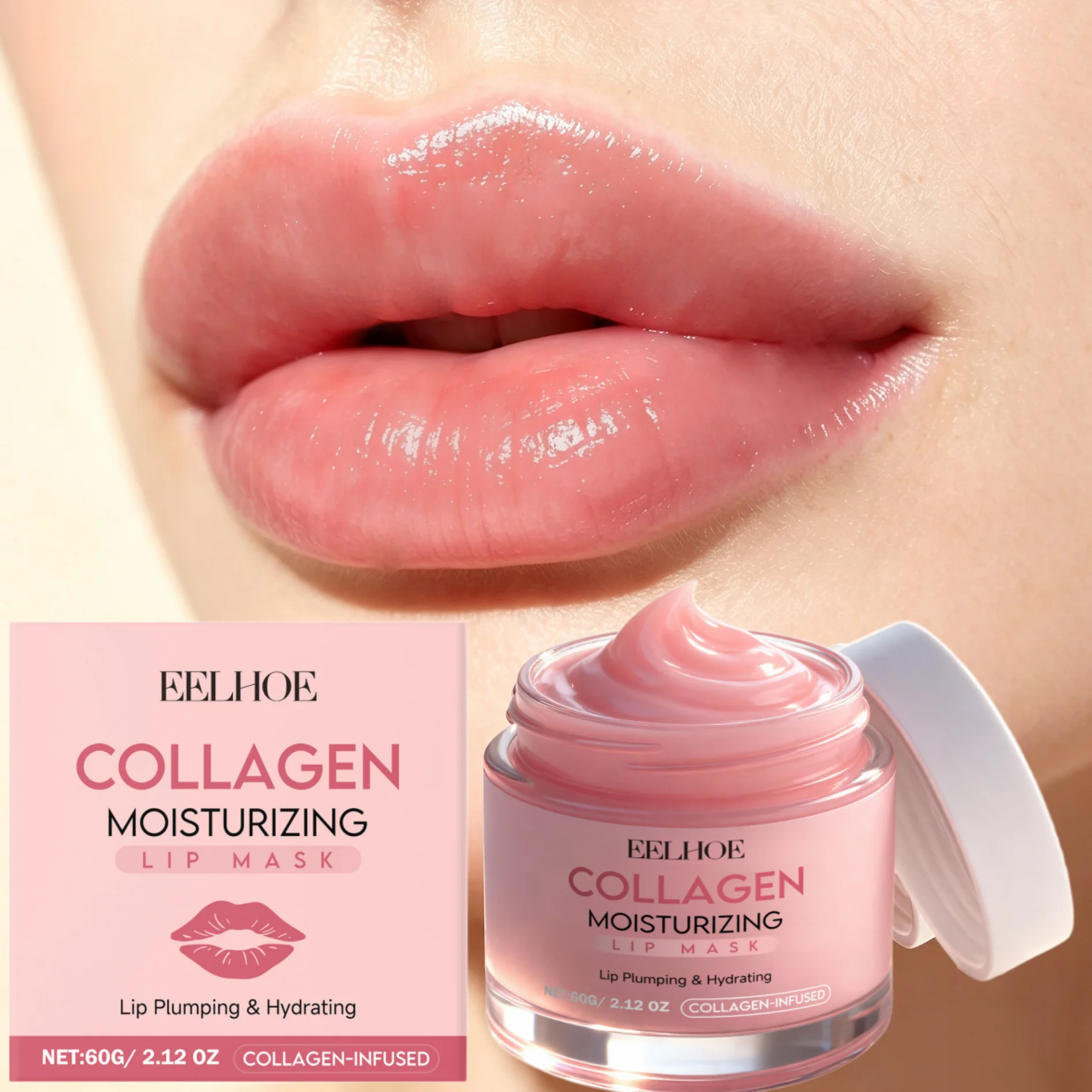 Collagen Lip Mask,Collagen Lip Plumping,Deep Moisture Lock Chapped Lips Recovery,Fine Lines Reduction&Softening & Repair,Flawless Lipstick Primer,Rich & Comfort Texture,Overnight Lip Treatment