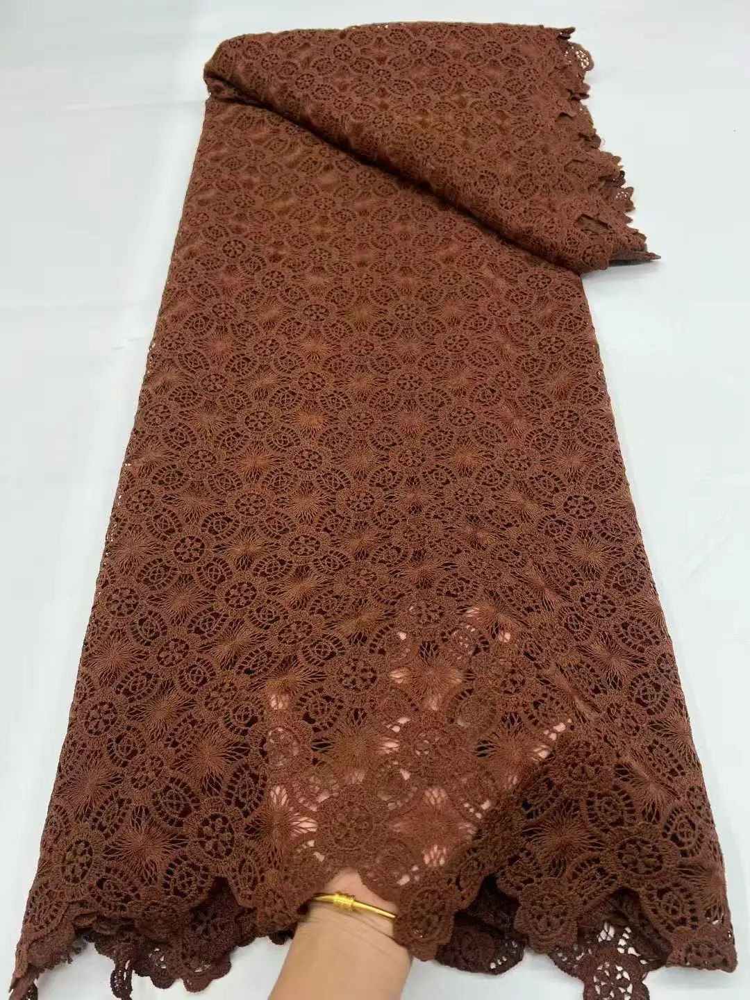 African Cord Guipure Lace Fabric 2026 French nigerian Asoebi Chantilly Water Soluble Lace Fabric High Quality For Party Dress