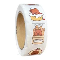 500Pcs Capybara Stickers Roll Waterproof PVC Self-Adhesive Decals Cute Animal & Food-Themed Perfect for Laptops Scrapbook Phones 2