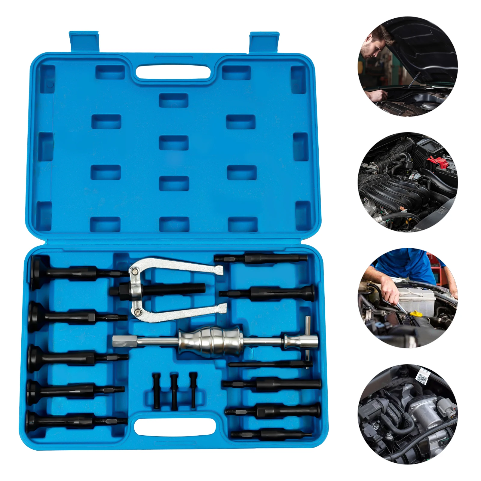 16pcs Bearing Extractor Puller Set Blind Inner Internal Bearing Removal Set High Performance Blue Carbon Steel for Bushings.