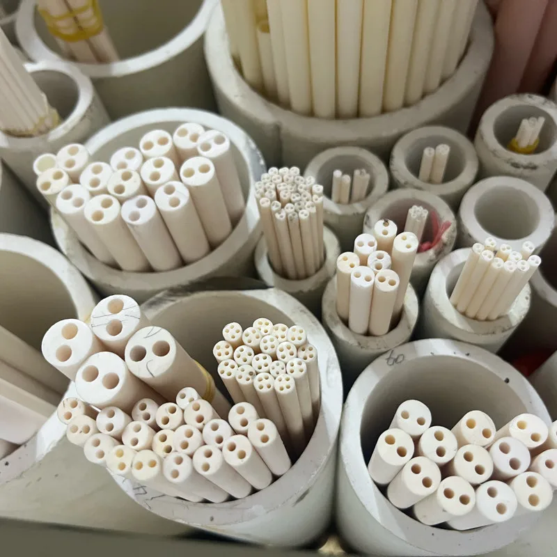 95 Alumina Ceramic Tube High Temperature Insulation 2 Holes OD 1-8mm Non-standard Custom Processing