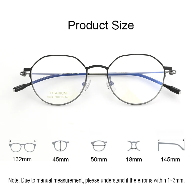 超軽量純チタンメガネフレーム手作り光学処方近視眼鏡レトロ女性男性眼鏡フレーム眼鏡