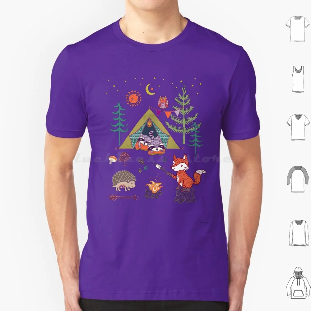 Woodland Animals Campout T Shirt Men Women Kids 6xl Woodland Animals Animals Woodsy Nature Outdoors Camping Fox Hedgehog