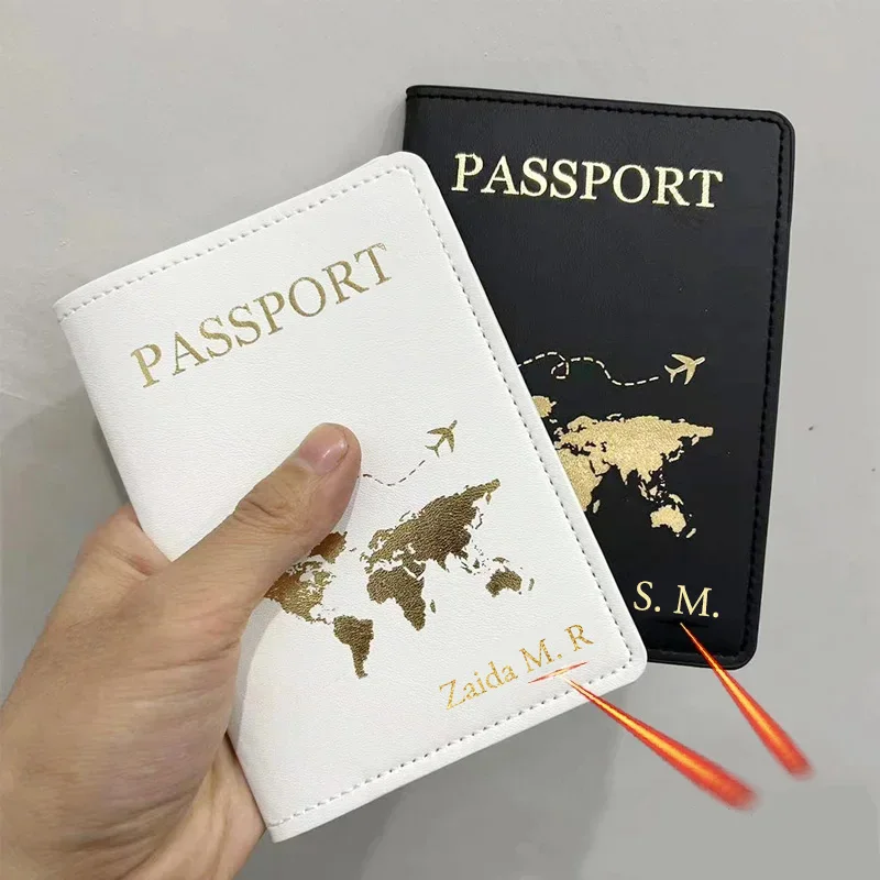 Cute Personalised Passport Covers with Names Couple Customized Name Passport Cover Name In Black color