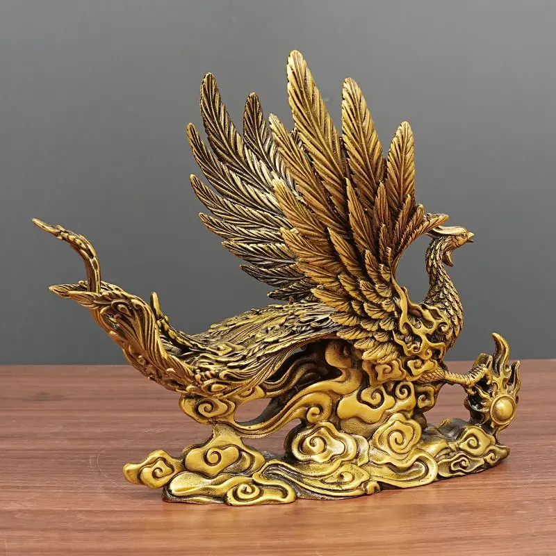 Brass Phoenix Ornament Four Spirits Suzaku Chengxiang Living Room Entrance Craft Wedding Gifts Bedroom Home Furnishings
