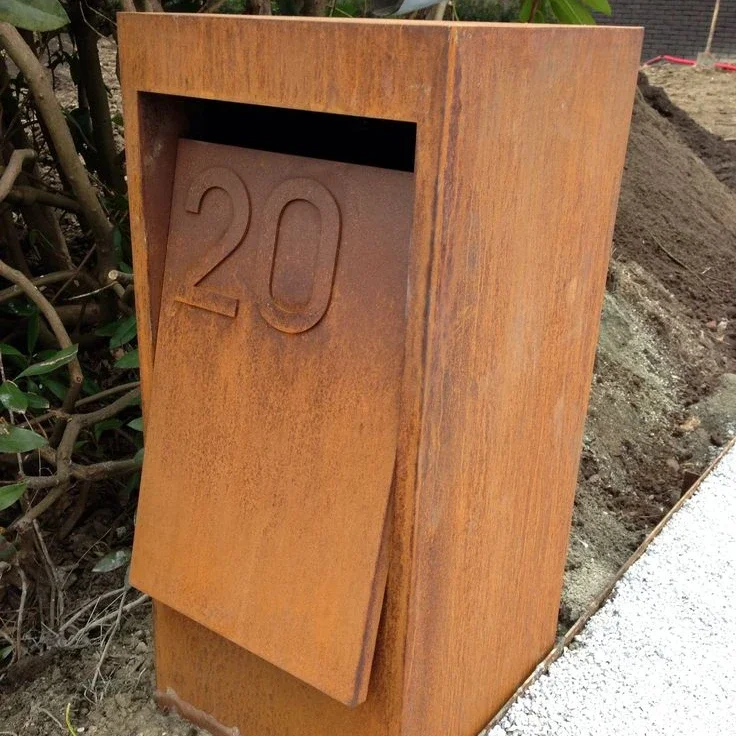 Imagem -02 - Standard Mailbox Corten Aço Moderno Rusty