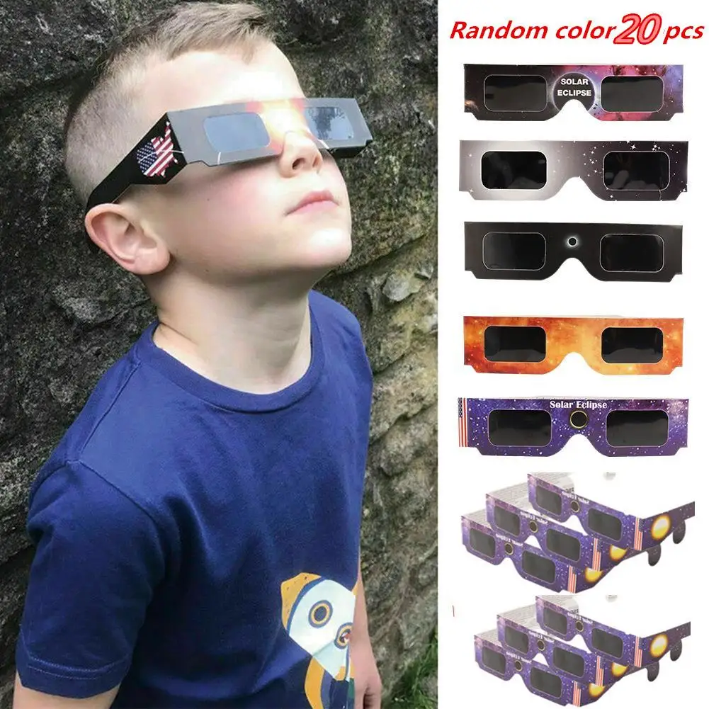 20/Lot Professional Solar Eclipse Glasses 2024 Safe 3D Paper Anti-uv Viewing Eclipse Viewing Glasses Protects Eyes Random Color