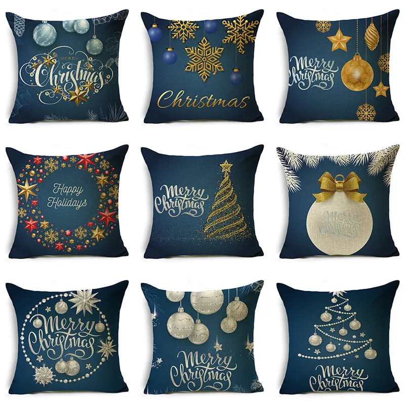 Home Decor Pillowcase Christmas Collection Sofa Car Decoration Polyester Square Simple Cushion Cover 45x45cm funda de almohada