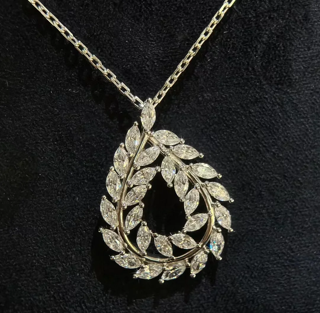 

New 2023 Trend Classics Hot Brand Pure 925 Sterling Silver Luxury Jewelry Necklaces For Women 3A Zircon Horse Eye Stone Leaf