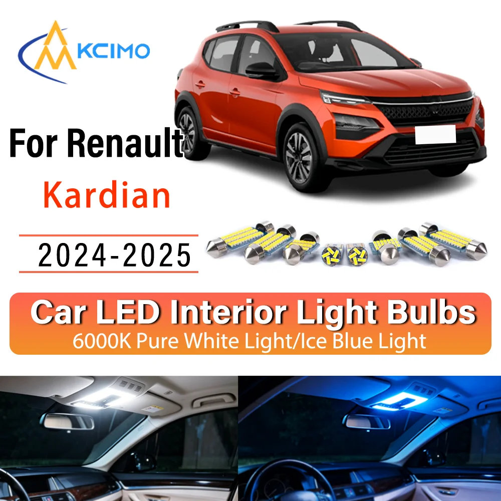 Kit d'éclairage intérieur LED à lueur persistante Plug & Play pour Renault Kardian 2024-2025 – Remplacement et amélioration des lampes de dôme, de cartographie, de coffre et de cabine
