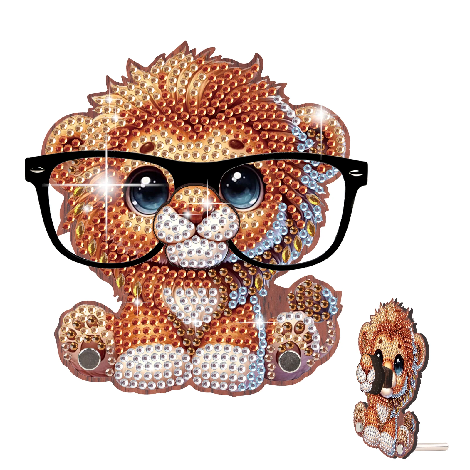 Diamond Painting Eyeglass Frame Ornament Kits,Cute Lion DIY Diamond Art Special Shaped Eyeglass Frame Ornament Decor Crafts Gift