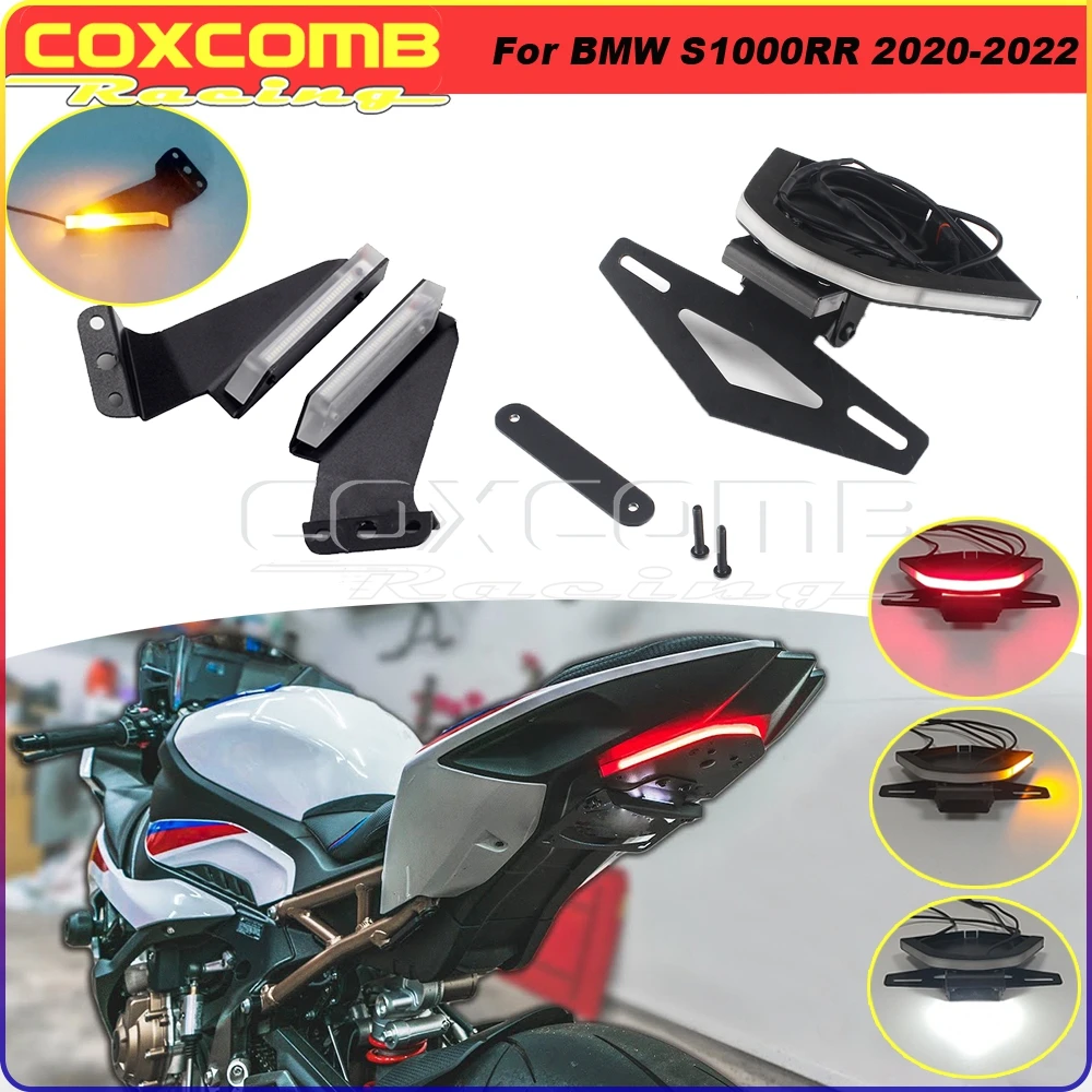 

2020-23 Front LED Sequential Turn Signal Light Fender Eliminator License Plate Bracket Kit Tail Brake Indicator For BMW S1000RR