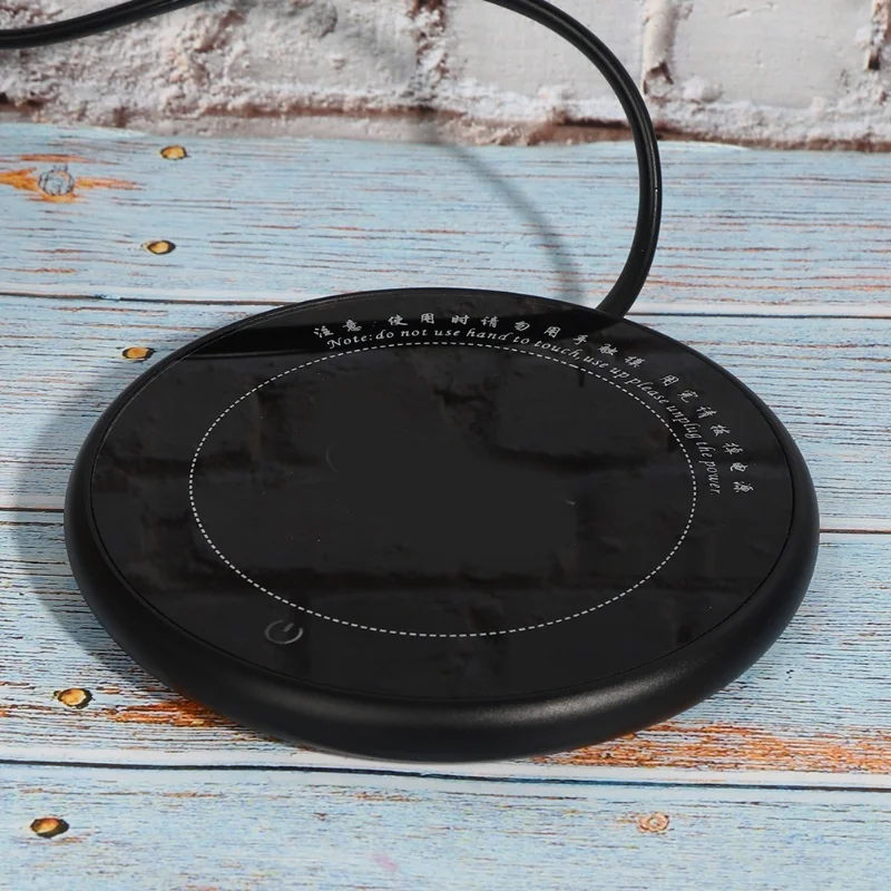 Black Thermostatic Heating Plate Coffee Cup Warmer Aluminum Alloy Mug Coaster Chinese Plug