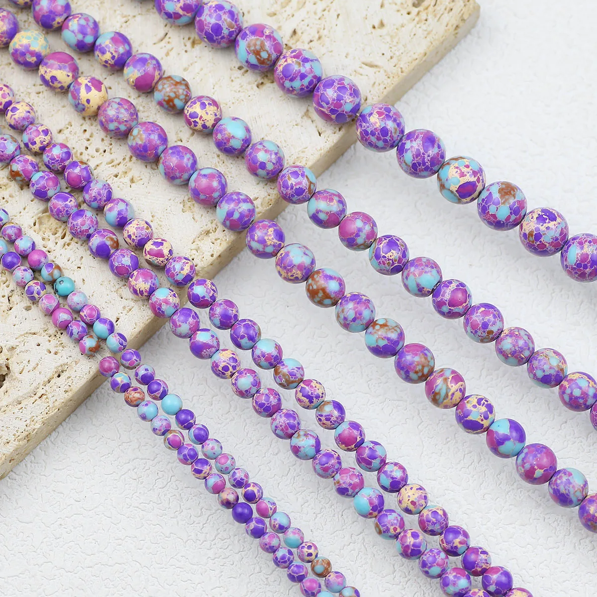 4~10MM 36~88pcs Synthetic Purple Imperial Pine Stone Round Spacer Loose Beads For Jewelry Making DIY Charms Bracelet Accessories