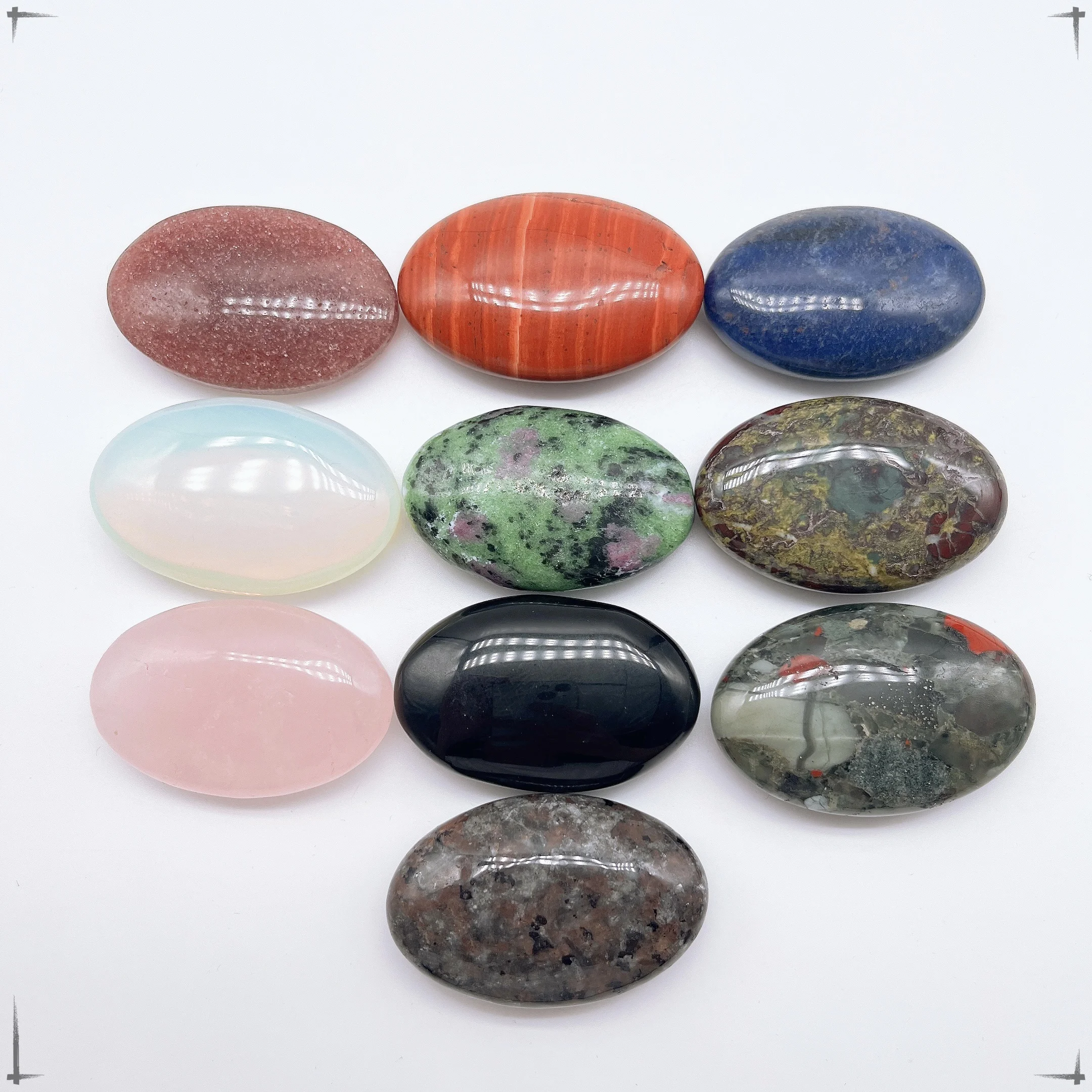 Natural Amethyst Crystal Sodalite Unakite Pocket Palm Stone Oval Energy Healing Crystal Home and Office Decor Gift Collect