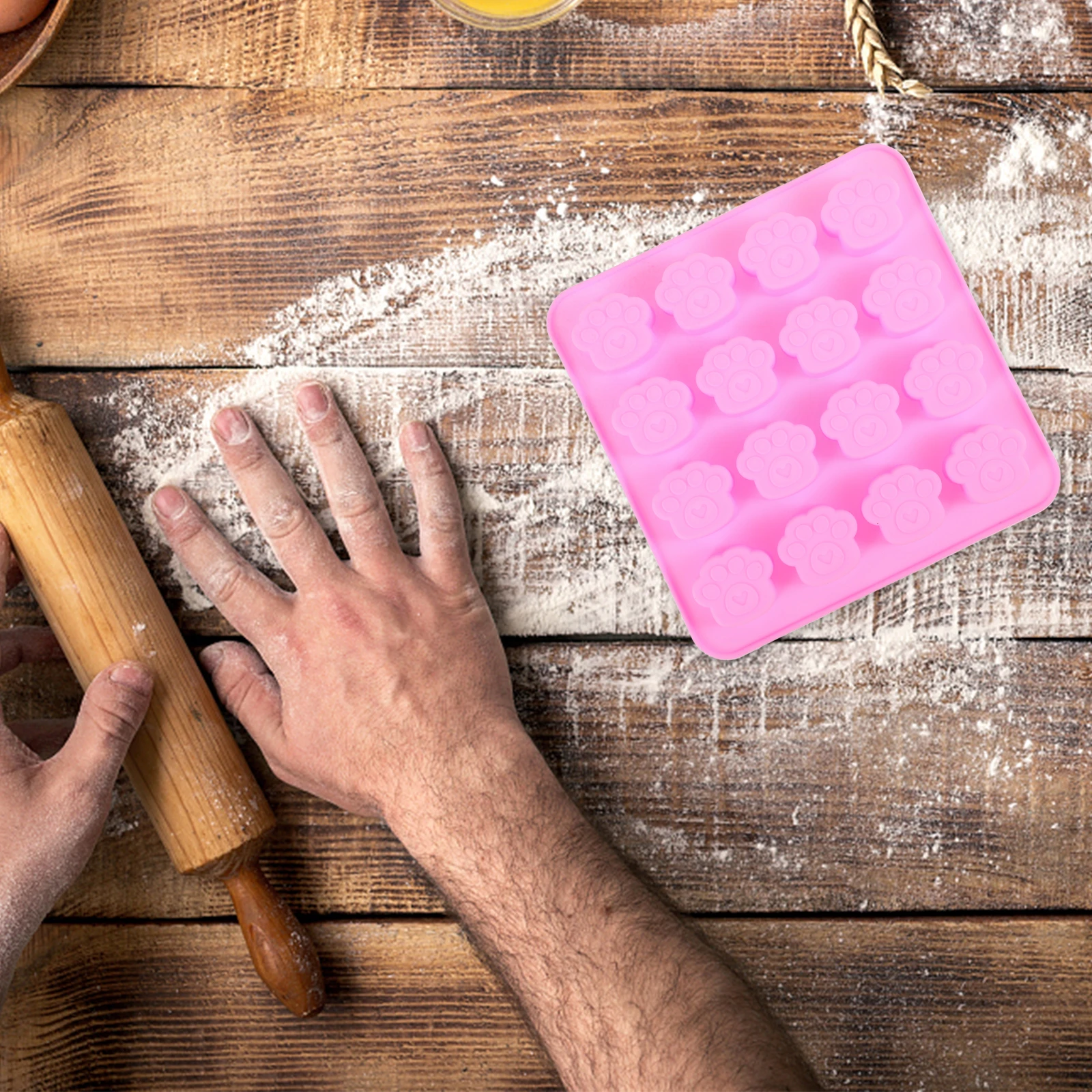 

2Pcs Silicone Paw Print Mold 16-Cavity Flexible Mold for Candy Chocolate Fondant Baking Silicone Desserts Fondant Molds