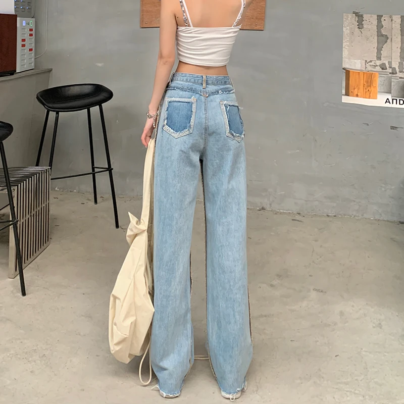 Women Casual High Waist oversized Summer Denim Pants 2024 New Wide Leg Jeans Streetwear Vintage Loose Blue Boyfriend Trousers