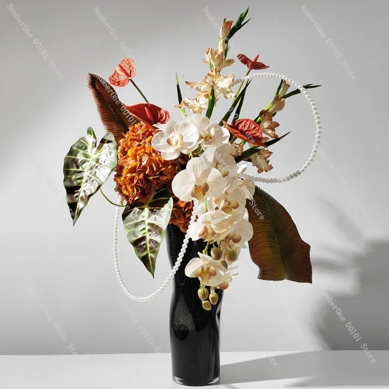 Elegant Light Luxury Glass Vase for Flower Arrangement Artificial Floral Display Decorative Ornament for Hotel Club Company