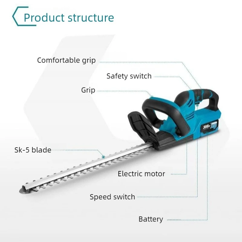 Wireless Electric Hedge Trimmer Twin Blades Lawn Mower Multifunctional Dual Switch Grass Trimmers Household Garden Pruning Tools