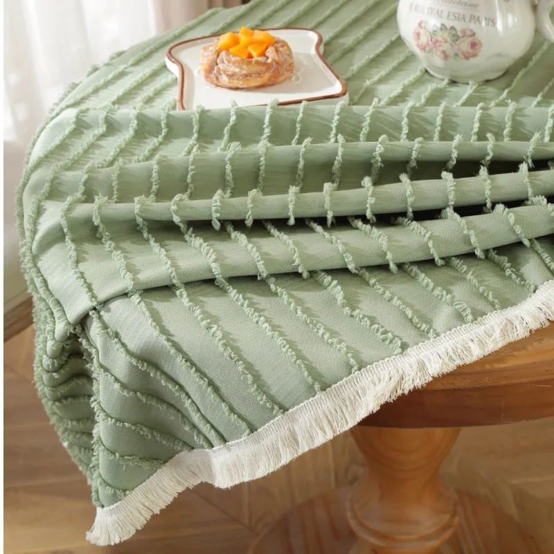 Round tablecloth avocado green cut flower coffee table cover cloth light luxury high-level small round tablecloth