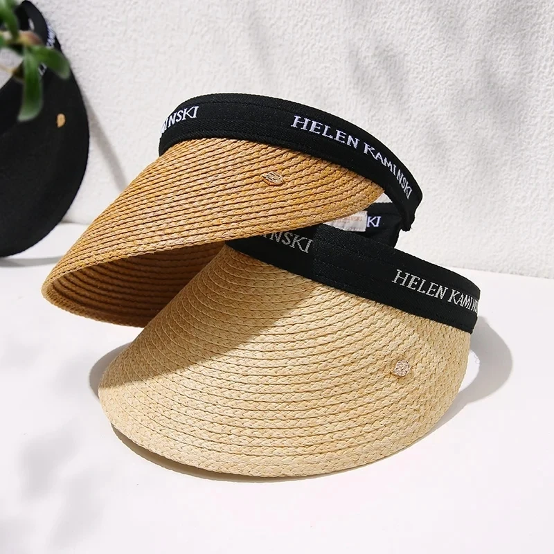 Duck Hat Summer New Sunshade Sunblock Empty Straw Hat Women\'s Trend Fashion All Straw Braided Beach Travel Headband