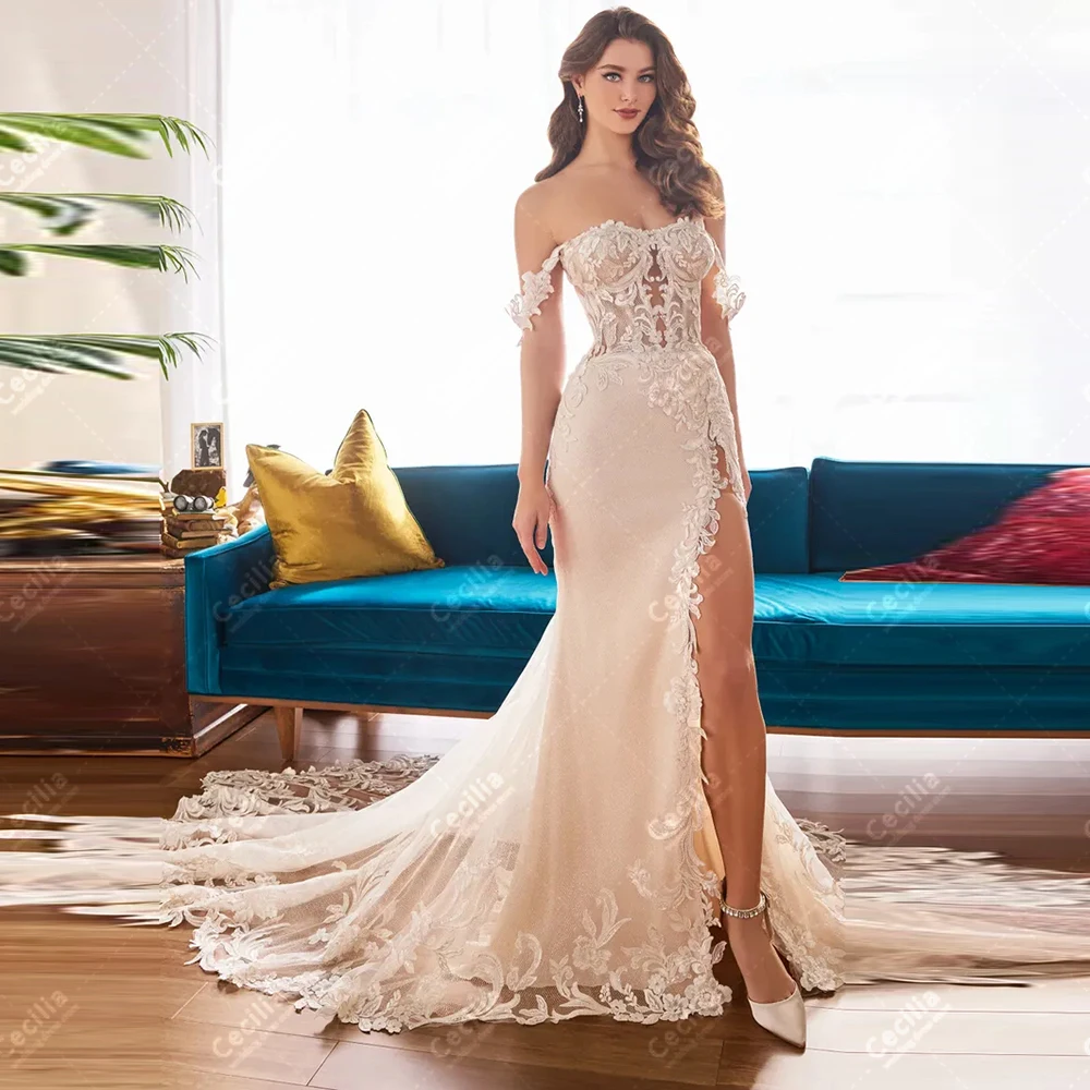 

Изысканные свадебные платья, сексуальные свадебные платья, кружевные аппликации, халаты с открытыми плечами, великолепные платья по индивидуальному заказу, Vestidos De Novia 2026