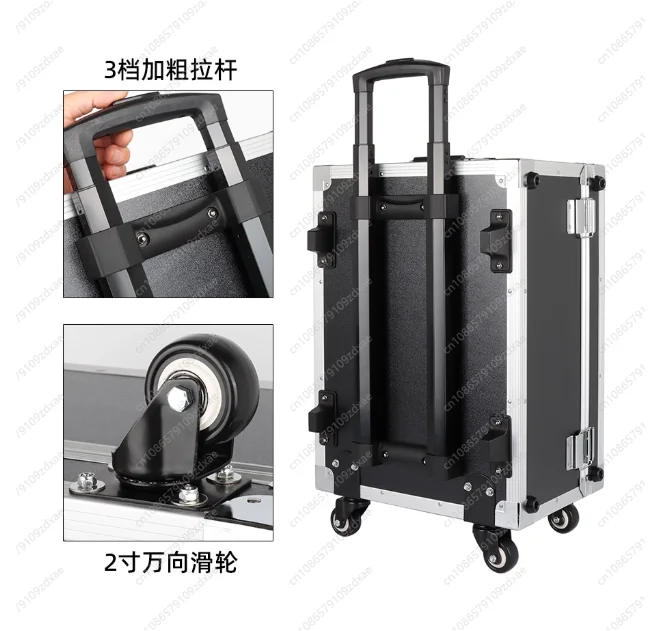 

Portable Toolbox with Wheels Aluminum Organizer Suitcase Large Hard Flight Case Storage Tools Professional Transportation Boxes