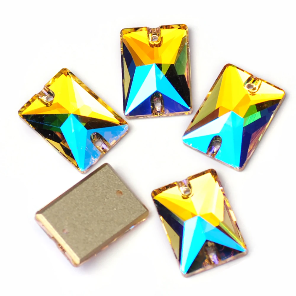 Pubrilex Rechteckige Flache Strasssteine zum Aufnähen, Glas-Strass-Kristallsteine für Kleidung und Schmuck. – Detail 9
