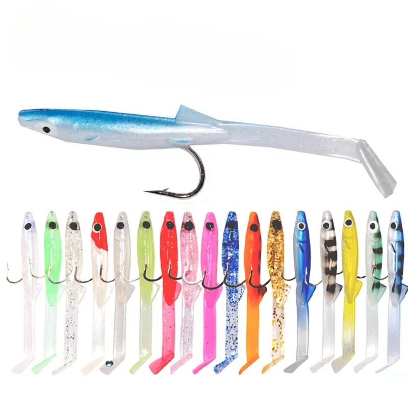 

Silicone Soft Lures Baits Sandeel Plastic Paddle Tail Micro with Hook 6.5mm/1.5g 17Pcs Sea Fishing Artificial Rock Shiner