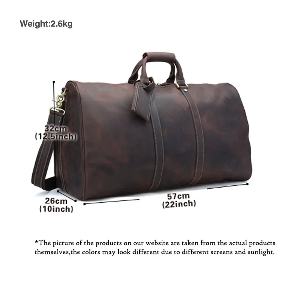 Wholesale Promotion Available Genuine Leather Cowhide Weekender Travel Duffle Bag Crazy Horse  